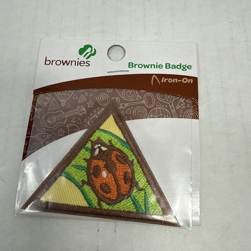 Girl Scouts BUGS insects Iron On Patch Badge Triangle Brownies Discovery NIP
